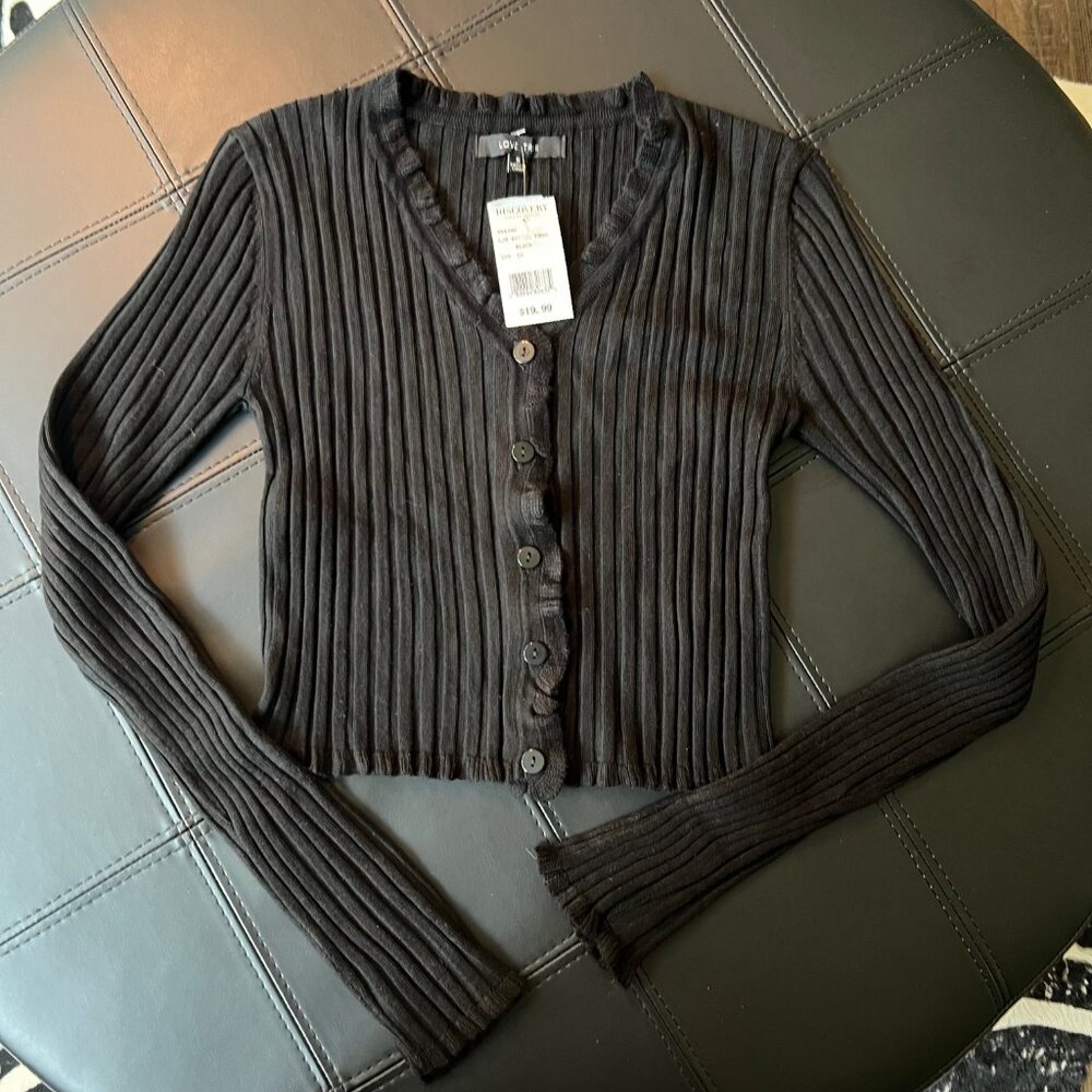 Black button down cropped cardigan size small